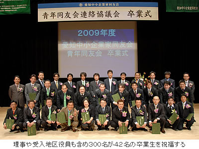 理事や受入地区役員も含め300名が42名の卒業生を祝福する