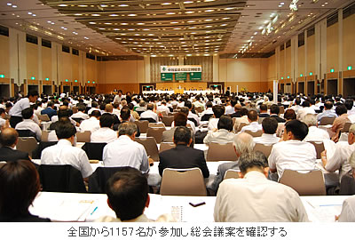 全国から1157名が参加し総会議案を確認する