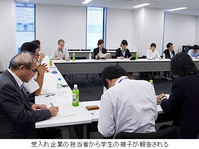 受入れ企業の担当者から学生の様子が報告される