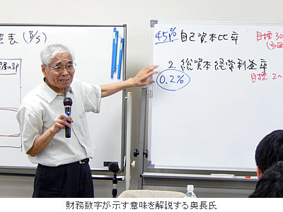 財務数字が示す意味を解説する奥長氏