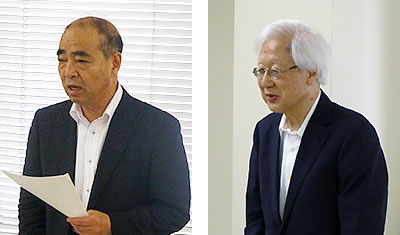 日本経済ビジョンを地域に展開する理論を示す大林氏（右）と大阪同友会の取り組みを語る杉原氏