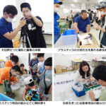 大好評だった撮影と編集の体験、プラスチックの分別方法を教わる参加者、プラスチック部品の組み立てに興味津々、治具を使った自動車部品の組み付け